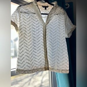 White Cotton Banana Republic Blouse Spring | Summer Button down Size Large